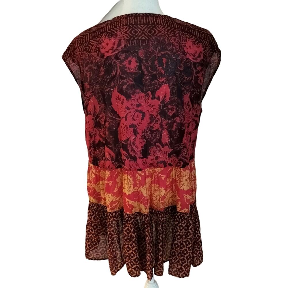 Free People Size XS Gotta Have U Tiered Oversized Tunic Boho Top Mixed Print - Picture 3 of 6